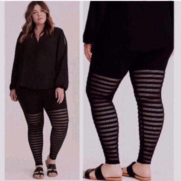 torrid Pants - Torrid black mesh stripe leggings size 2